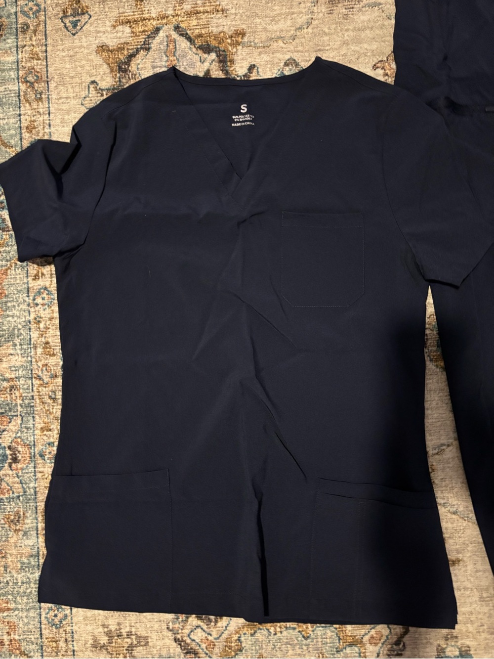 Women’s Navy Scrub Set 3 pocket top with joggers